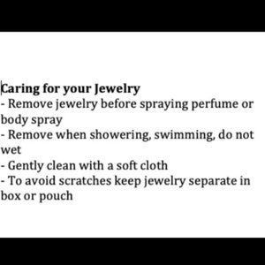 Boutique Jewelry Care instructions